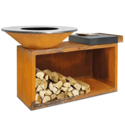 OFYR Island 85-100 Vuurkorf - Barbecue Met Meubel En Plank Van Donkergrijs Keramiek